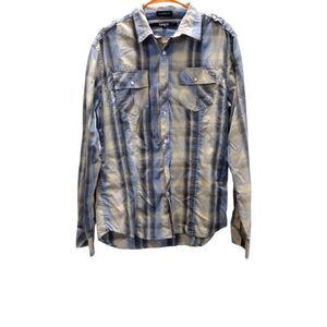 Carbon Blue‎ and Grey Plaid Men's Button down top